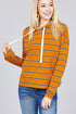 Stripe French Terry Hoodie w/ Drawstring - menochic